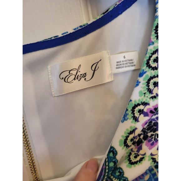 Eliza J Green Paisley Striped Mixed Print Shift Dress, 6, NWT - Picture 4 of 6